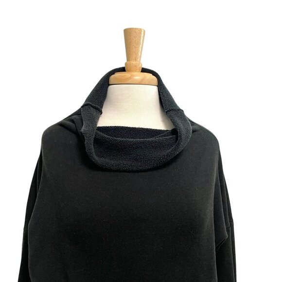 Robin Lane Wool Blend Cowl-Neck Raw Edge Contemporary Sweater Black size Medium - Picture 3 of 12